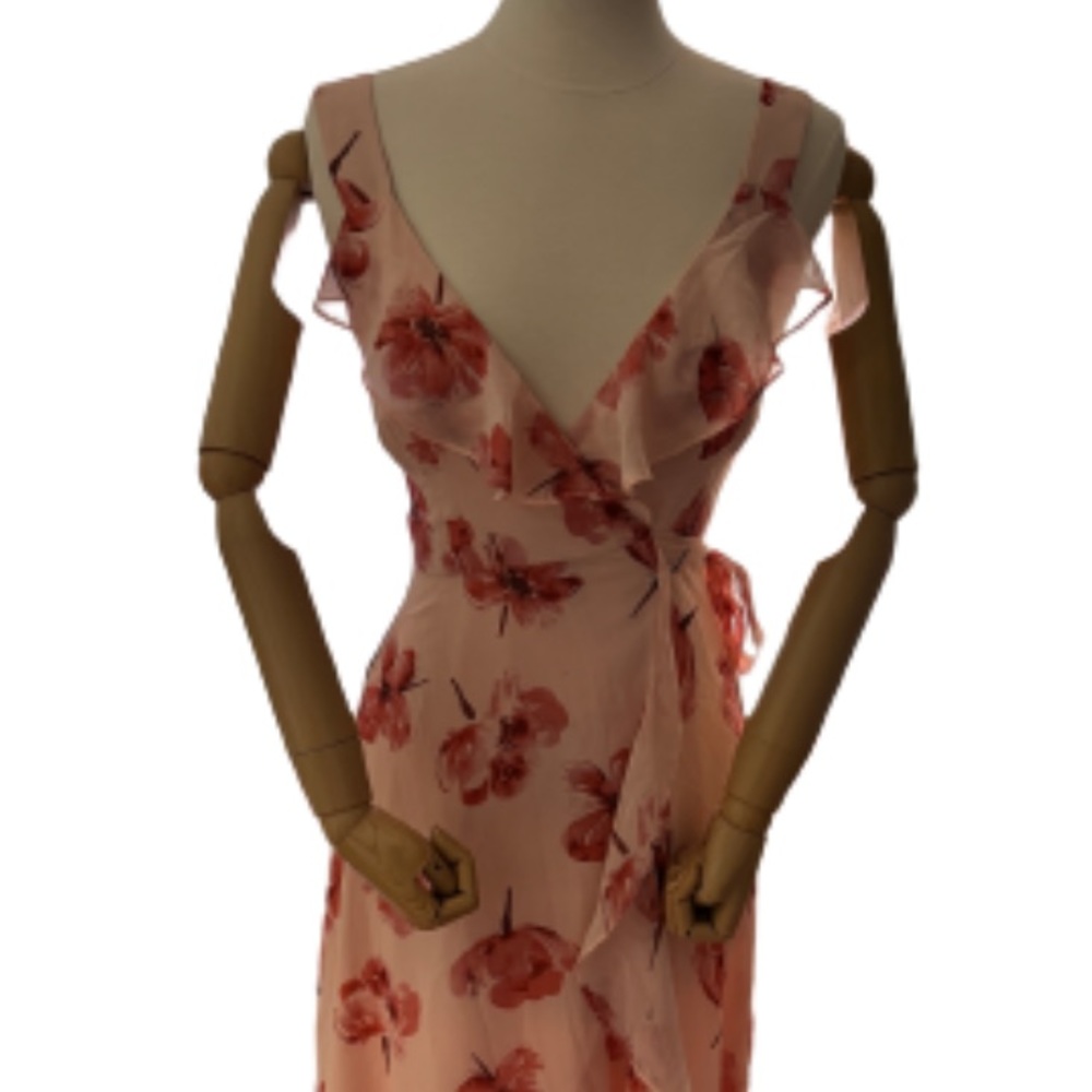 Hutch Ruffle Wrap Maxi Dress Terracotta Tossed Tulips